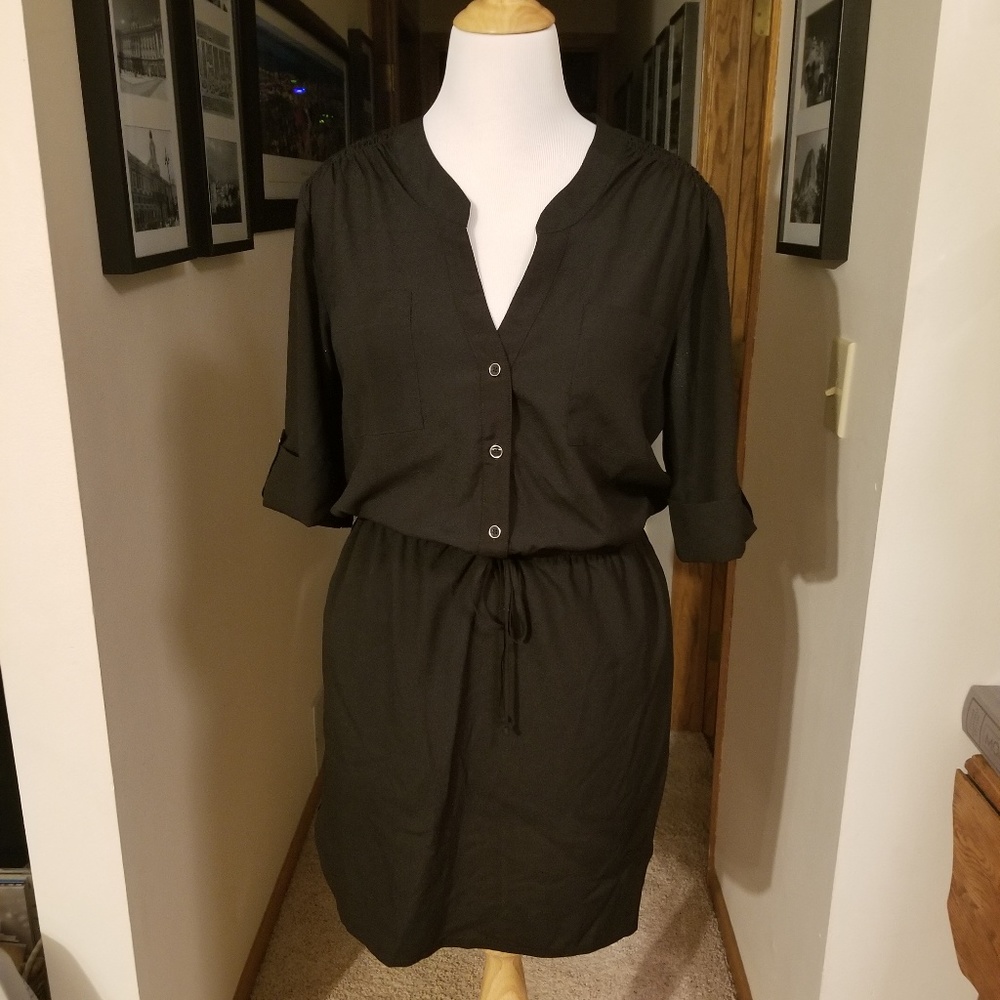 Bisou Bisou Drawstring Dress with Shirttail Hem